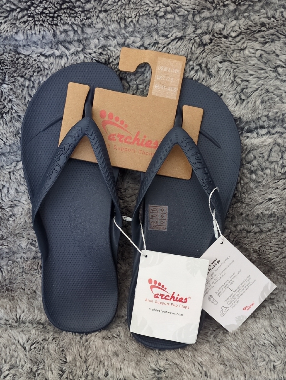 Archies Arch Support Flip Flops in Navy Women's Size 9